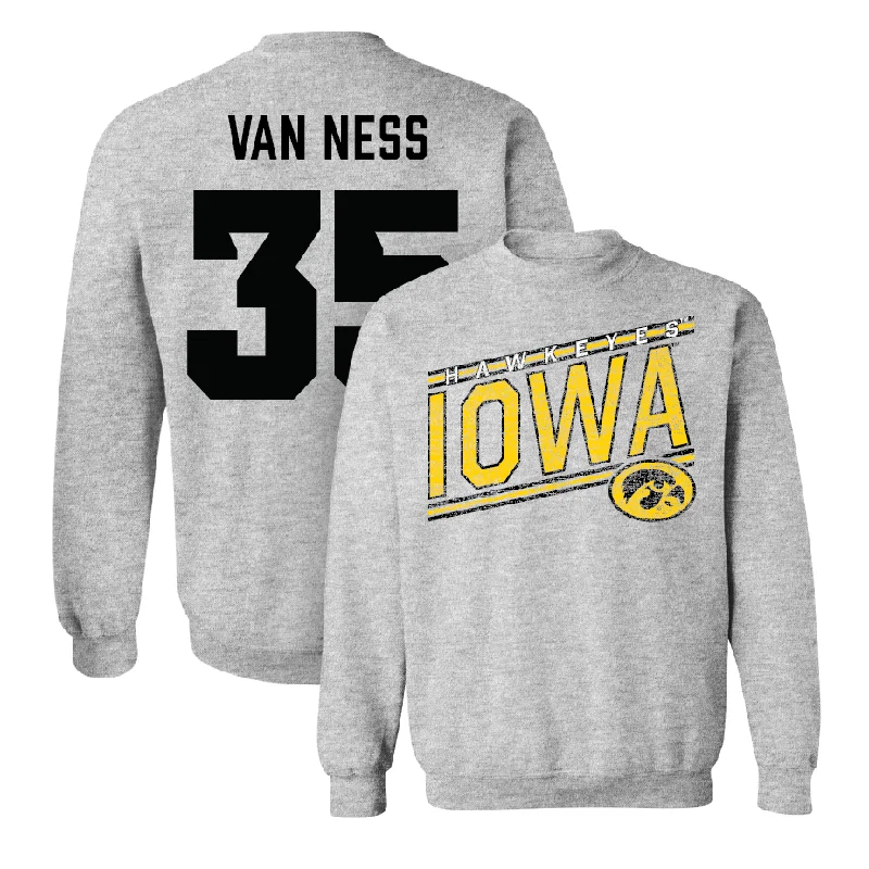 Long Sleeve Party Shirt-Sport Grey Football Slant Crew  - Devan Van Ness