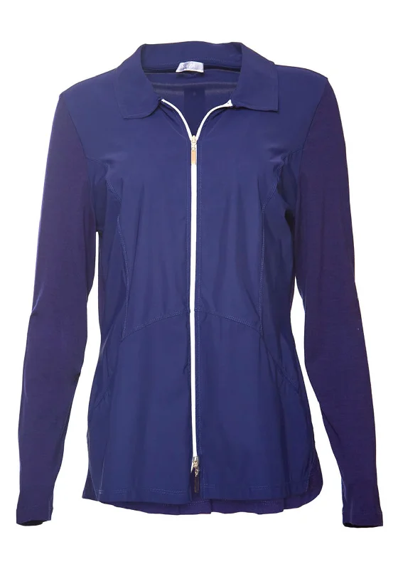 Jackets Work-Naya Jersey Contrast Zip Through Jacket, French Blue