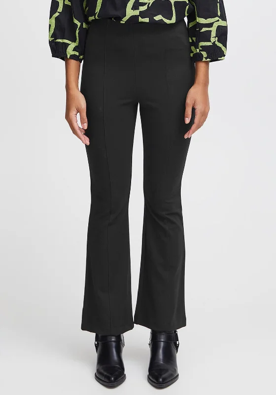 Streetwear Pants-B.Young Parrin Flared Trousers, Black