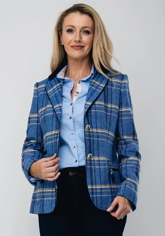 Jackets Rugby-Bariloche Logrono Checked Tweed Blazer Jacket, Blue