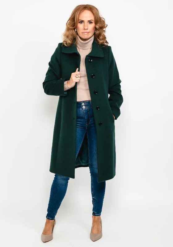 Jackets Movie-Themed-Christina Felix Peter Pan Collar Wool Long Coat, Forest Green