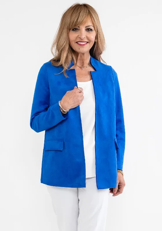 Jackets Beach-d.e.c.k. by Decollage Faux Suede Open Jacket, Royal Blue