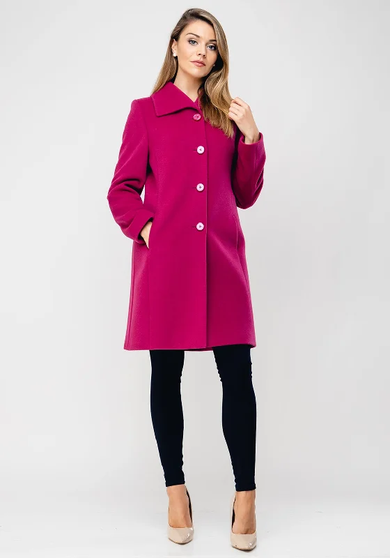 Jackets Artistic-Christina Felix Stitch Trim Wool Rich Coat, Dark Pink