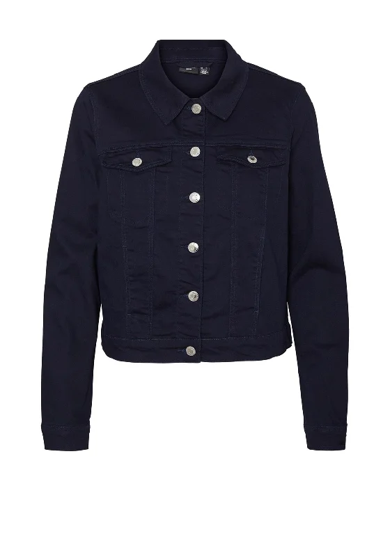 Jackets Festival-Vero Moda Wild Soya Short Denim Jacket, Navy Blazer