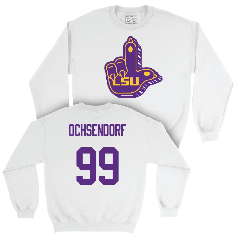 Long Sleeve Workout-Football White "L" Paw Crew    - Blake Ochsendorf