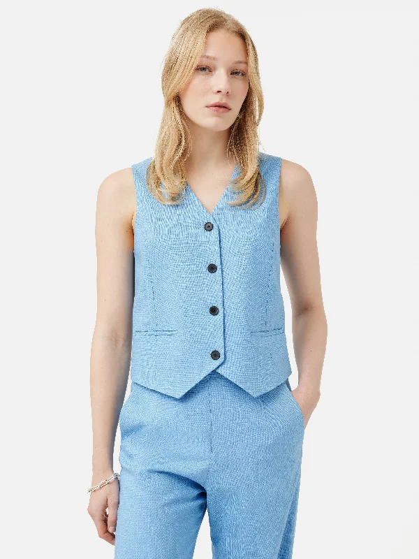 Jackets Modern-Hopsack Tailored Waistcoat | Blue