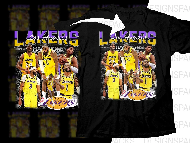 T-Shirt Classic Fit-Los Angeles Lakers Champions Basketball Team Bootleg Graphic Png Digital Download