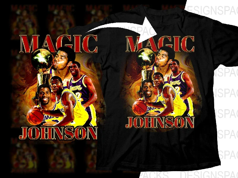 T-Shirt Cheap-Magic Johnson Los Angeles Lakers Bootleg Vintage Style Png Digital Download