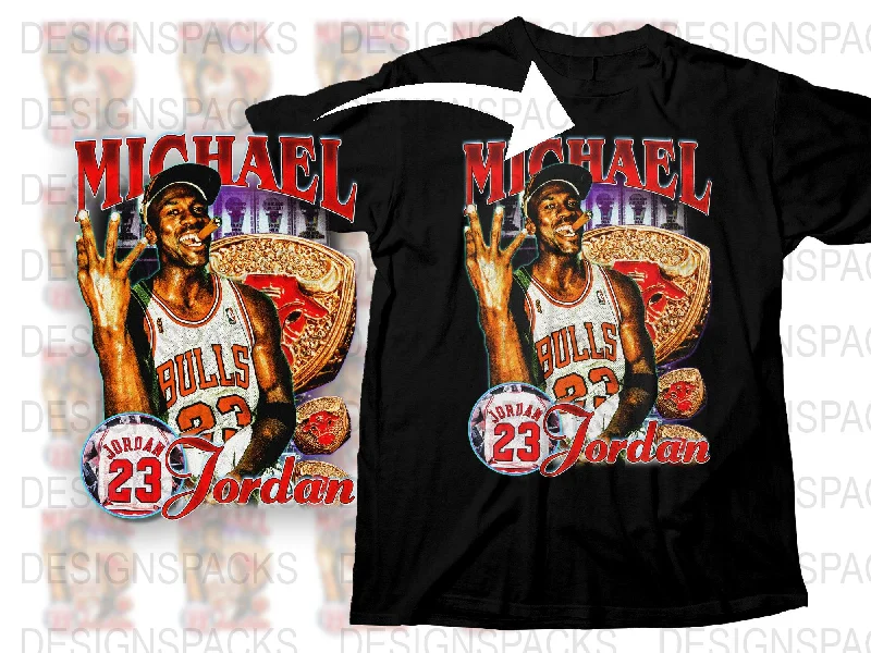 T-Shirt Hall of Fame-Retro Michael Jordan 23 Bulls Bootleg Style Png Digital Download