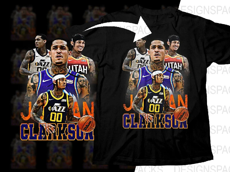 T-Shirt Eco-Friendly-Vibrant Basketball Star Jordan Clarkson Utah Jazz Bootleg Png Digital Download