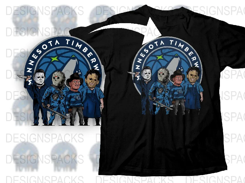 T-Shirt Comfortable-Minnesota Timberwolves Horror Characters Png Digital Download