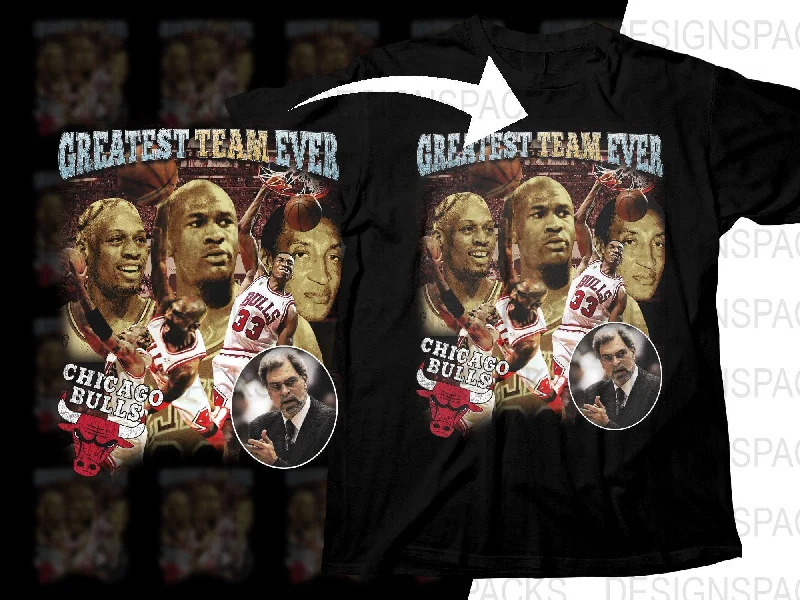 T-Shirt Women-Greatest Team Ever Chicago Bulls Basketball Legends Bootleg Png Digital Download