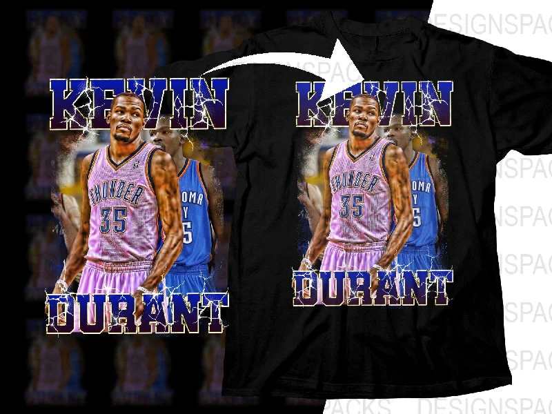 T-Shirt Fashion-Iconic Kevin Durant Basketball Star Bootleg Png Digital Download