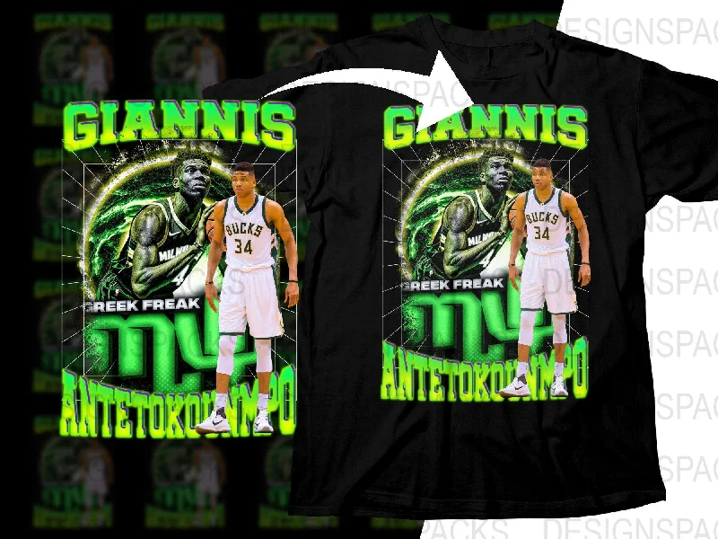 T-Shirt Team-Iconic Giannis Antetokounmpo Greek Freak Basketball Star Bootleg Png Digital Download