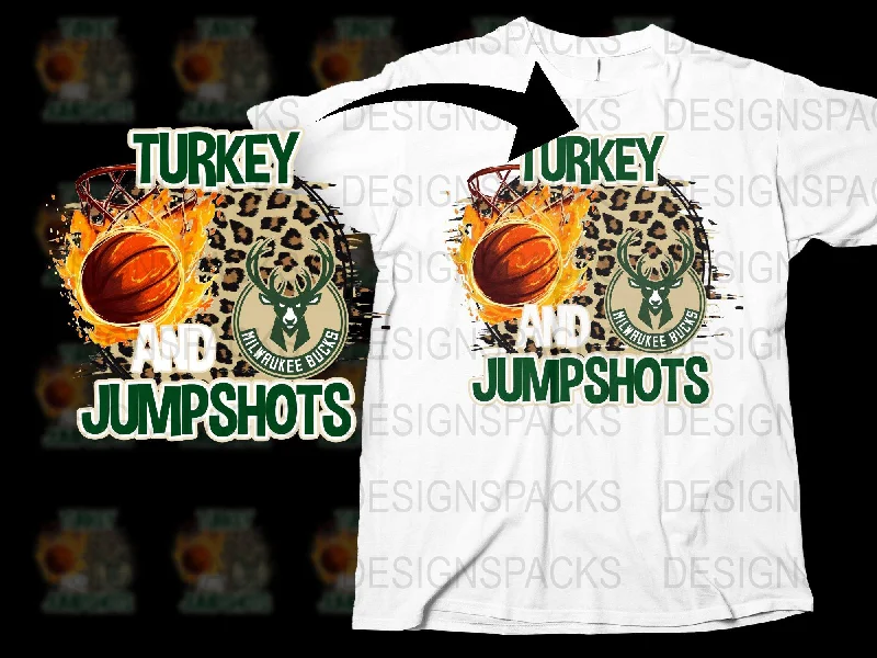 T-Shirt UV Protection-Milwaukee Bucks Turkey and Jumpshots Png Digital Download