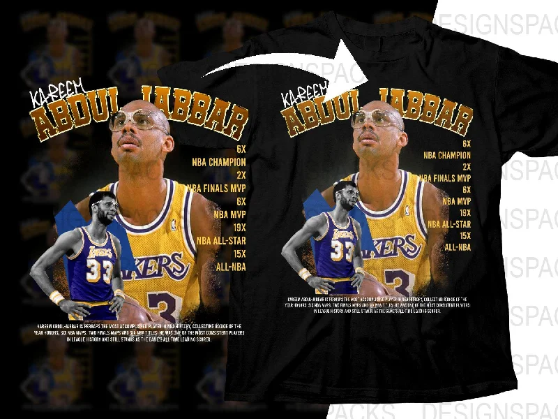 T-Shirt Marathon-Kareem Abdul-Jabbar Los Angeles Lakers NBA Champion Accomplished Player Bootleg Png Digital Download