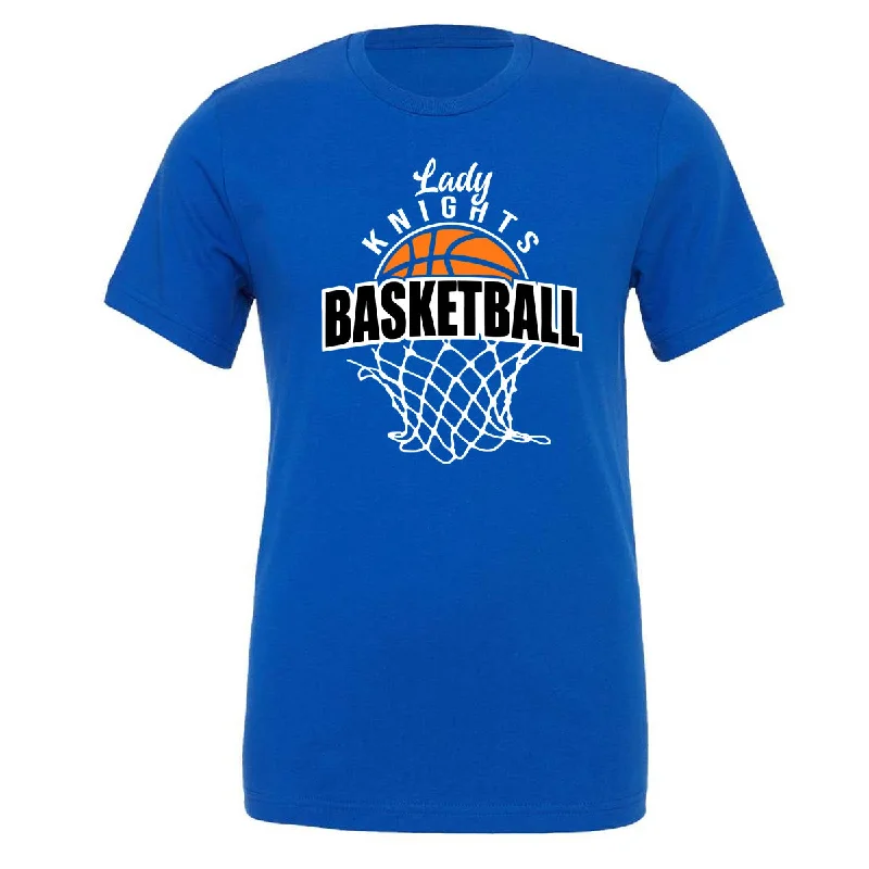 T-Shirt Polyester-Windsor - Lady Knights Basketball and Basketball Net - Royal (Tee/DriFit/Hoodie/Sweatshirt)