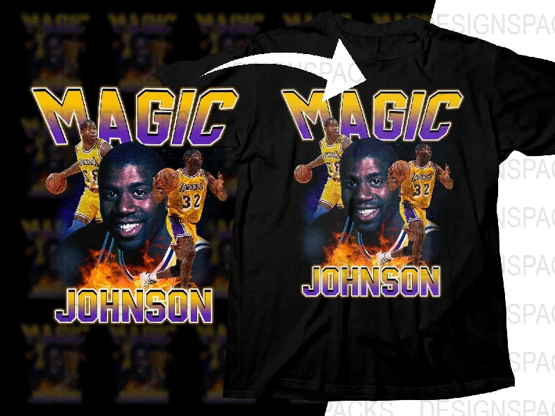 T-Shirt Celebrity-Nostalgic Magic Johnson Los Angeles Lakers Basketball Superstar Bootleg Png Digital Download