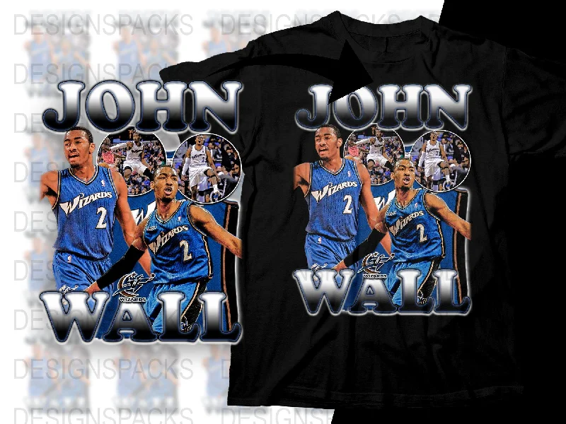 T-Shirt Fantasy-John Wall Wizards Blue Themed Athletic Wear Png Digital Download