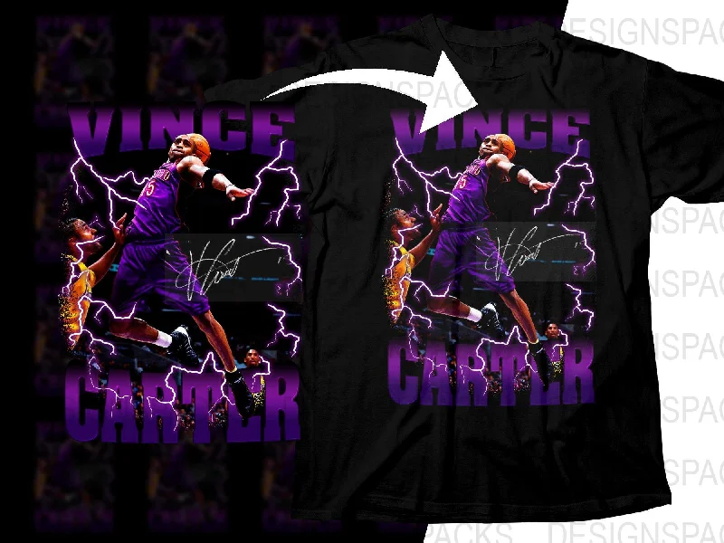 T-Shirt Yellow-Vince Carter Dynamic Dunk Basketball Player Bootleg Png Digital Download