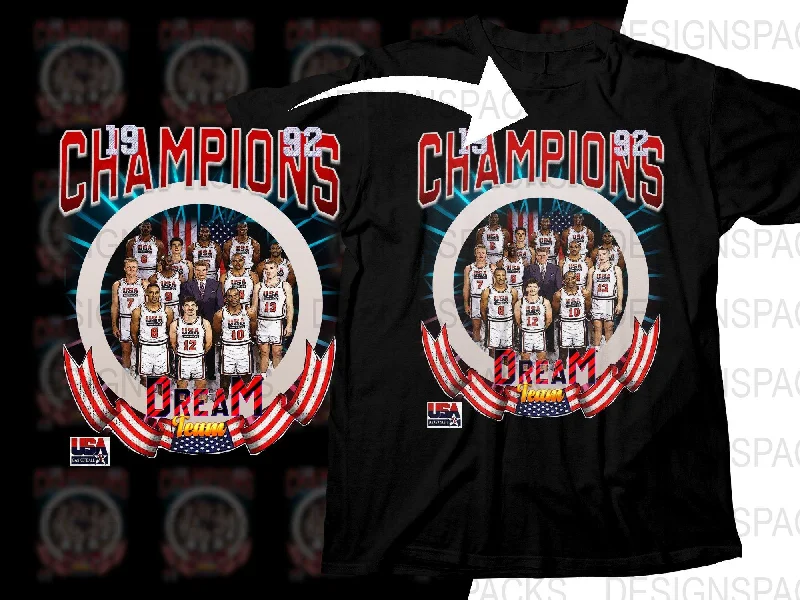 T-Shirt Movie-Themed-Vintage USA Basketball 1992 Dream Team Champions Png Digital Download