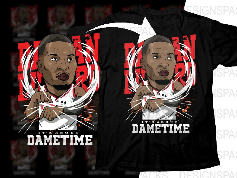 T-Shirt Fishing-It's About Dame Time Damian Lillard Dynamic Illustration Basketball Superstar Png Digital Download