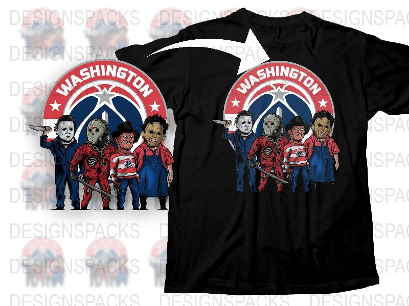 T-Shirt Esports-Washington Wizards Horror Characters Graphic Png Digital Download