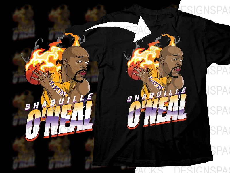 T-Shirt Unisex-Shaquille O'Neal Lakers Cartoon Basketball Player Png Digital Download