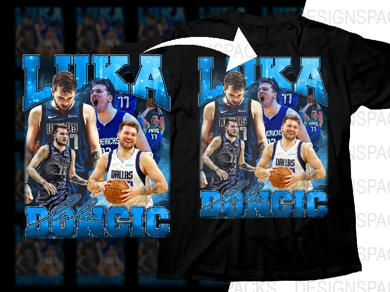 T-Shirt Polyester-Luka Doncic Basketball Player Signed Bootleg Png Digital Download