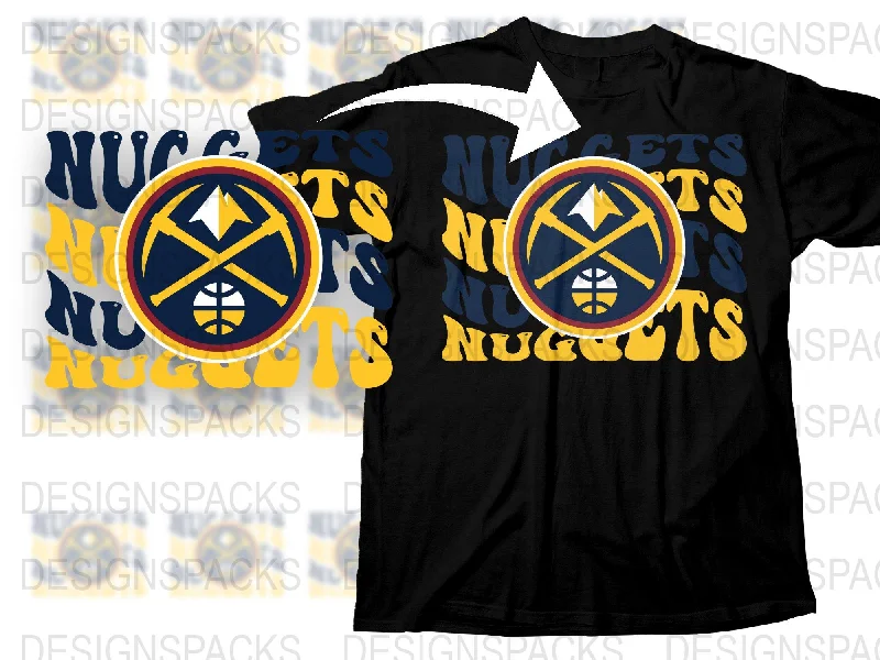 T-Shirt Lounge-Trendy Denver Nuggets Groovy Design Graphic Png Digital Download