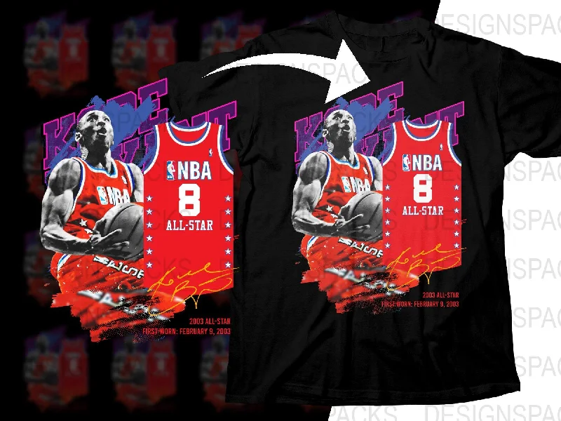 T-Shirt Tie-Dye-Vintage Kobe Bryant 2003 All-Star NBA Legend Red Bootleg Png Digital Download