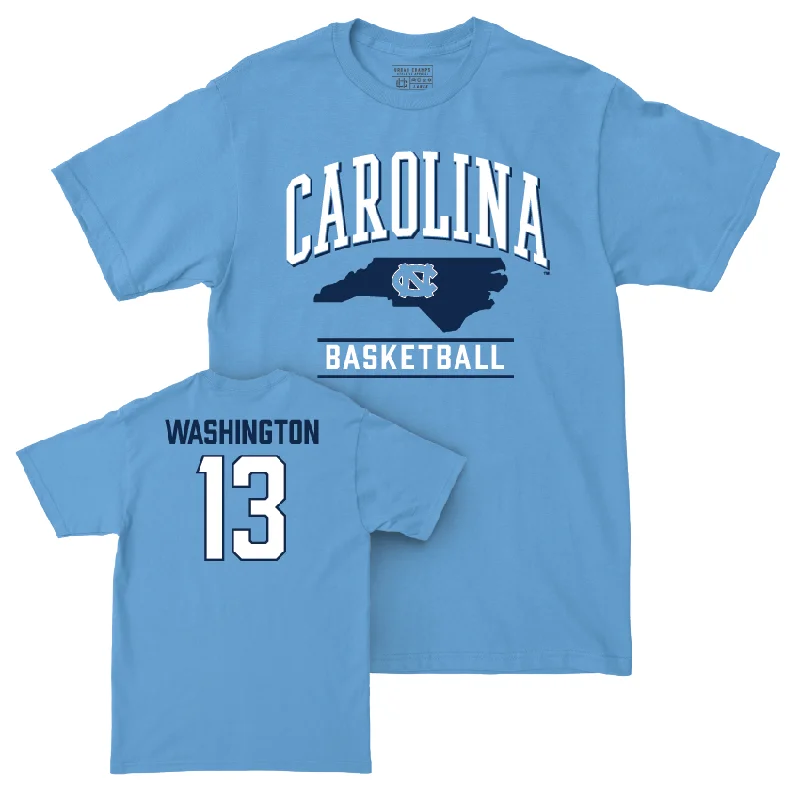 T-Shirt Budget-Friendly-UNC Men's Basketball Carolina Blue Arch Tee - Jalen Washington