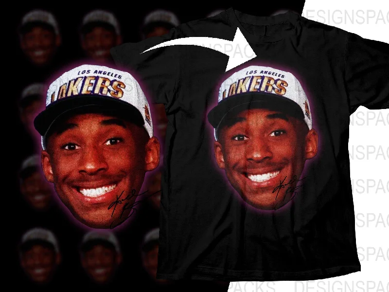 T-Shirt Team Spirit-Kobe Bean Bryant Head Los Angeles Lakers Cap Signed Bootleg Png Digital Download