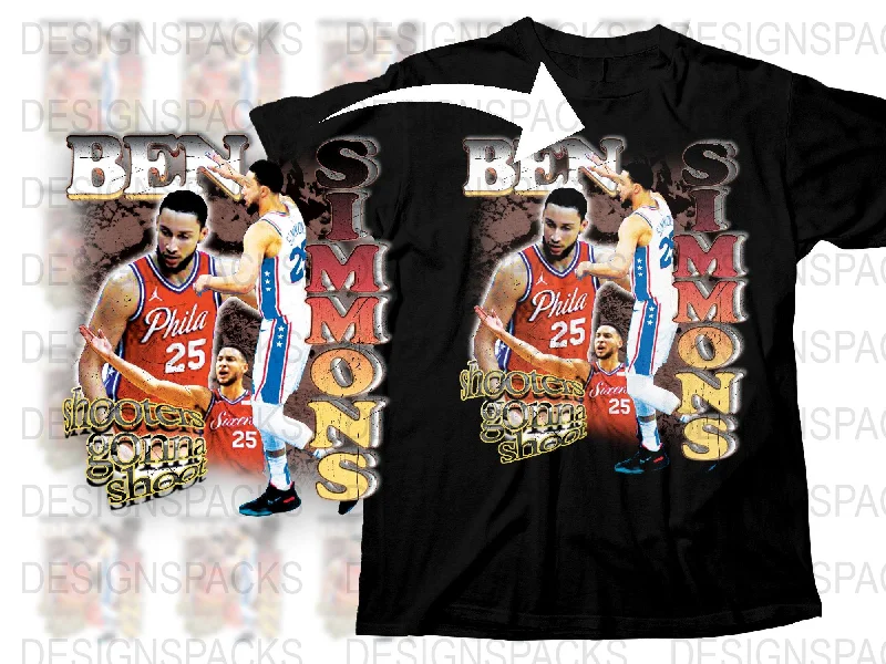 T-Shirt Multi-Color-Vintage Ben Simmons Philadelphia 76ers Graphic Png Digital Download