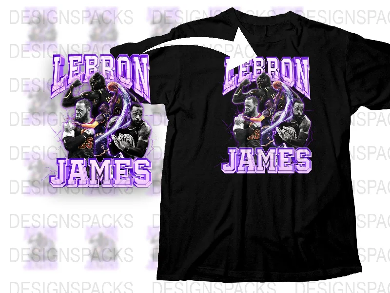 T-Shirt Breathable-LeBron James Action Packed Graphic Png Digital Download