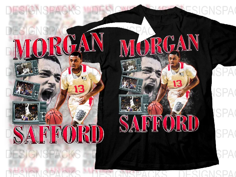 T-Shirt Durable Material-Morgan Safford Basketball Star Graphic Png Digital Download