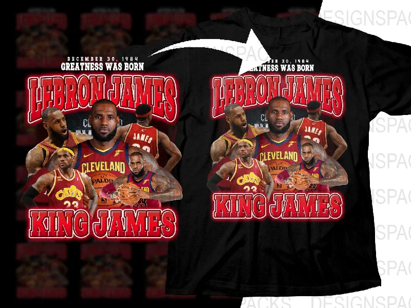 T-Shirt Unisex-Greatness Was Born King Lebron James Cleveland Cavaliers Bootleg Png Digital Download