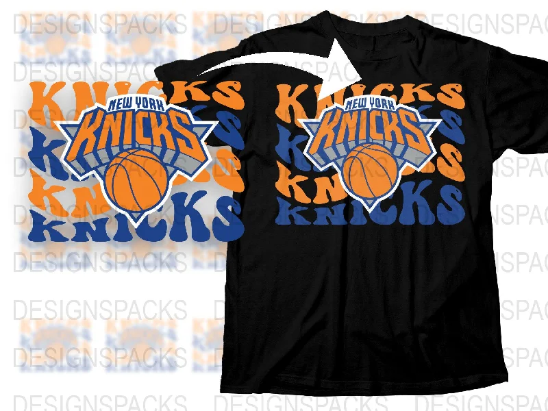 T-Shirt Navy-New York Knicks Graphic Design Basketball Fan Png Digital Download