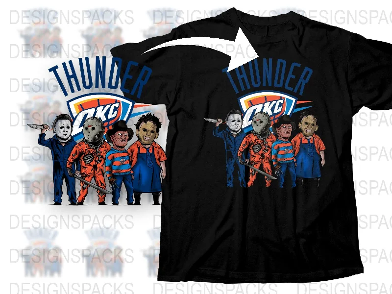 T-Shirt Fantasy-Oklahoma City Thunder Horror Icons Png Digital Download