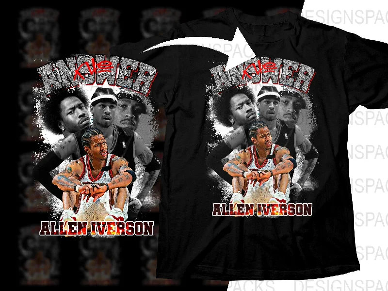 T-Shirt Lightweight-Iconic Allen Iverson Basketball Player Bootleg Png Digital Download