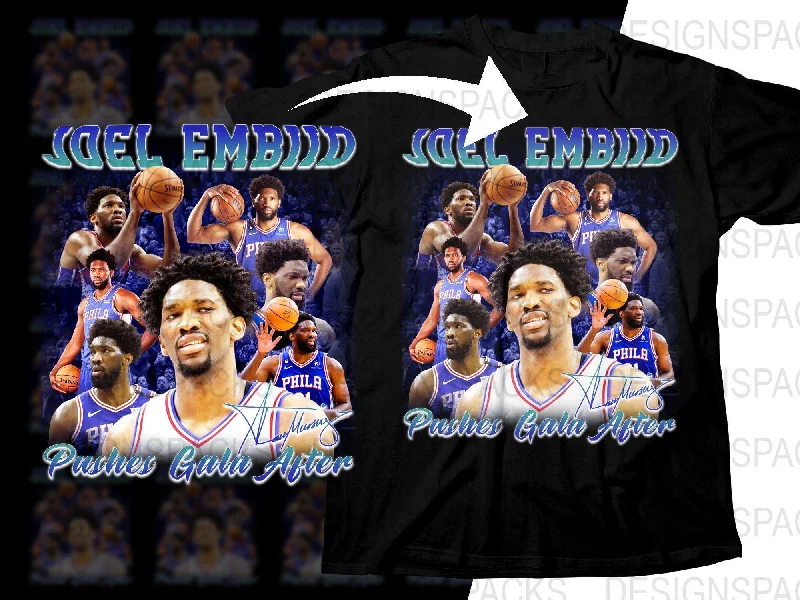 T-Shirt Superhero-Joel Embiid Pushes Gala After Basketball Star Signed Bootleg Png Digital Download