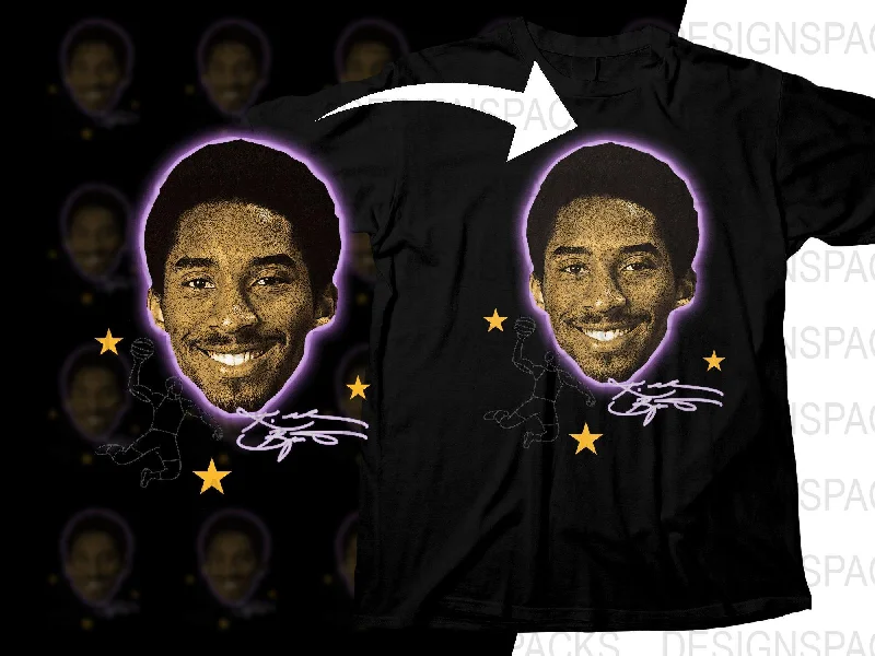 T-Shirt Wholesale-Kobe Bryant Smiling Basketball Legend Face Signed Design Png Digital Download