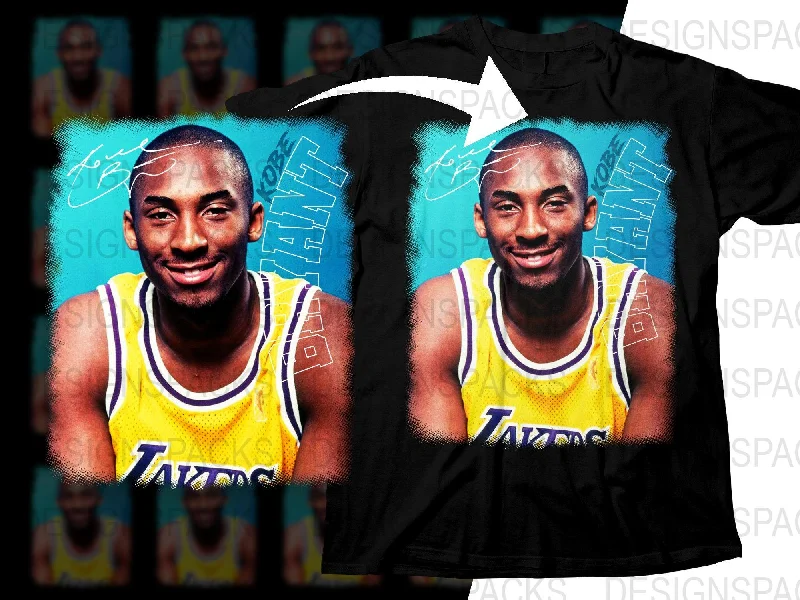 T-Shirt Bulk Order-Kobe Bryant Smiling Portrait Basketball Legend Png Digital Download