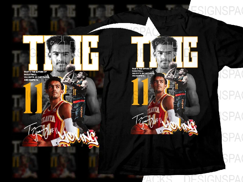 T-Shirt Fast Delivery-Gray Trae Young Basketball Star Atlanta Signature Edition Bootleg Png Digital Download