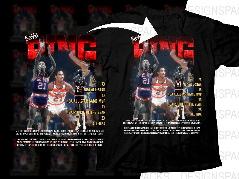 T-Shirt Geometric-Nostalgic Dave Bing NBA Career Achievements Retro Bootleg Png Digital Download