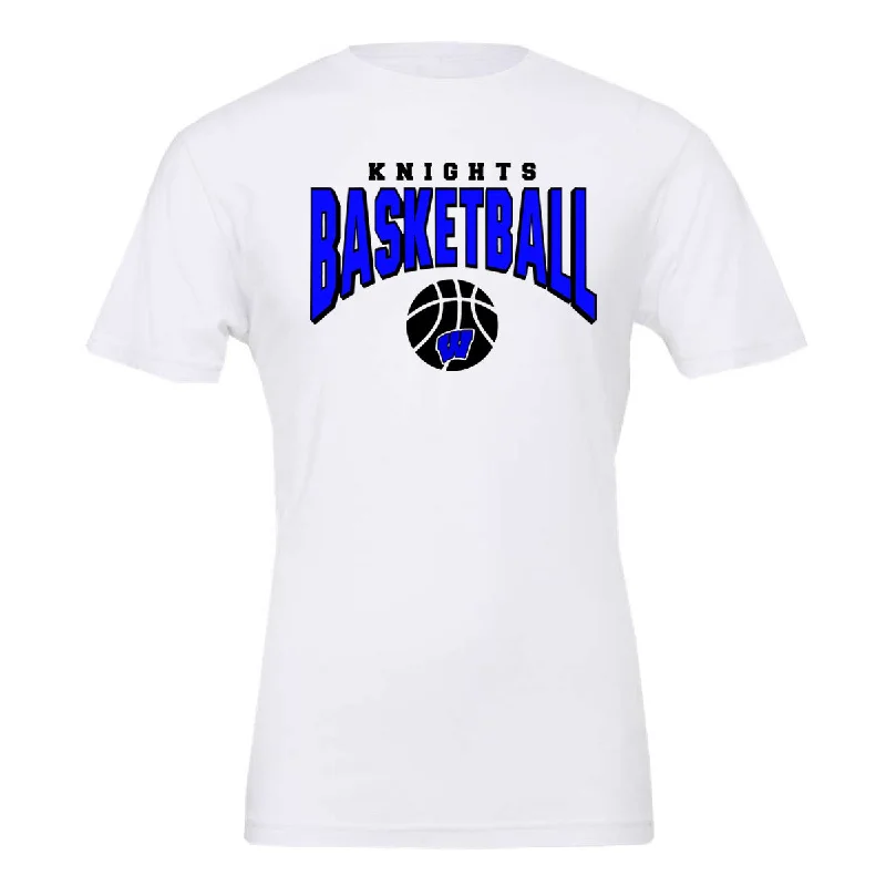 T-Shirt Long Sleeve-Windsor - Knights Basketball Arched - White (Tee/DriFit/Hoodie/Sweatshirt)