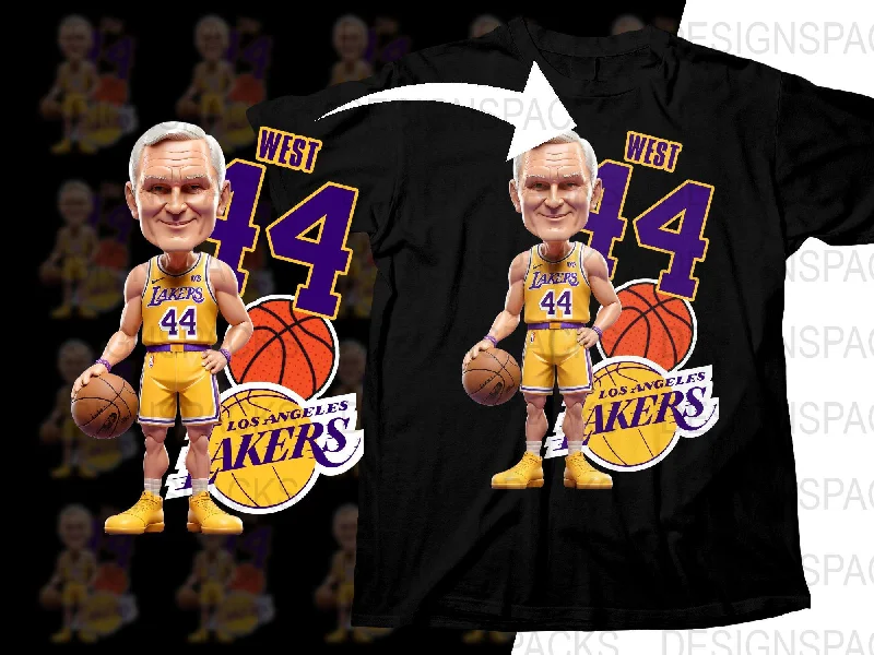 T-Shirt Geometric-Jerry West Los Angeles Lakers Cartoon Basketball Legend Png Digital Download