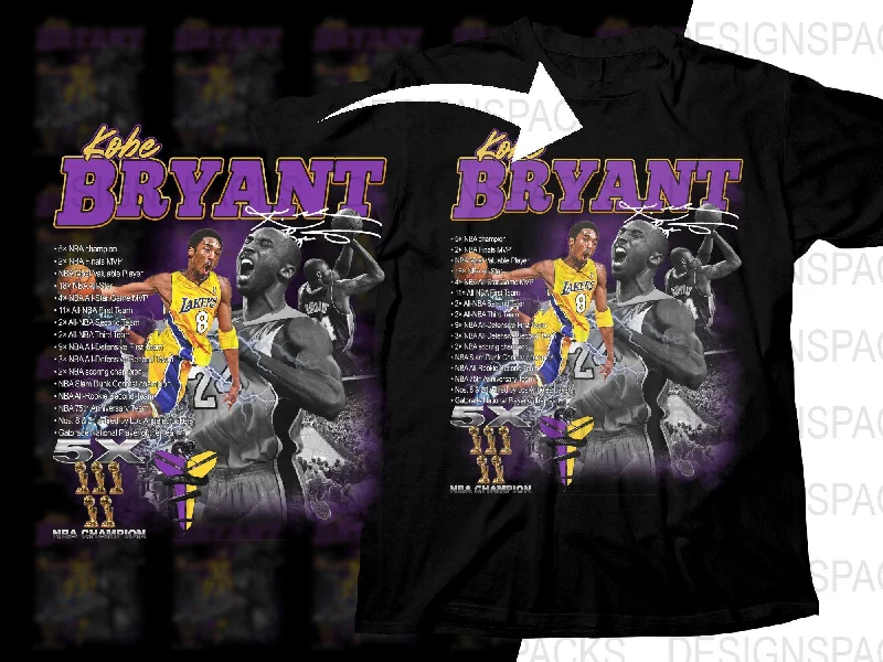 T-Shirt Tie-Dye-Nostalgic Basketball Legend Kobe Bryant Los Angeles Lakers Signed Design Png Digital Download