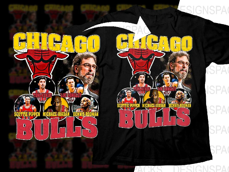 T-Shirt Floral-Nostalgic Chicago Bulls Legends Retro Bootleg Png Digital Download