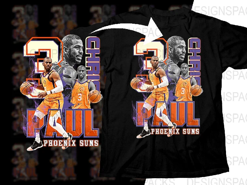 T-Shirt Skateboard-Phoenix Suns Chris Paul Number 3 Basketball Legend Bootleg Png Digital Download